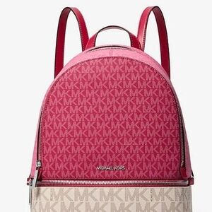 Michael Kors Raspberry Multi Rhea Backpack Nwt. In Bag.